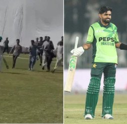 سیکیورٹی کے ناقص انتظامات، بابراعظم آؤٹ ہوتے ہی تماشائی گراونڈ میں داخل، اسٹار کو گھیر لیا
